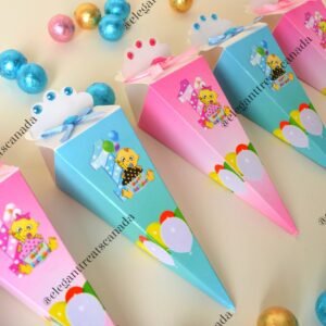 First Birthday Pyramid Candy Box Favours